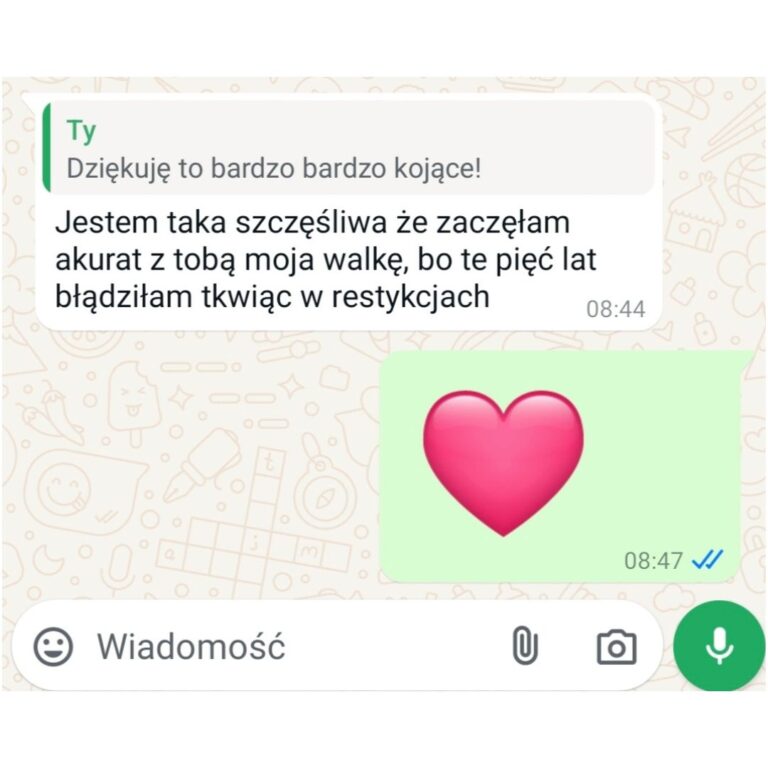 Wiadomość od podopiecznej o końcu restrykcji